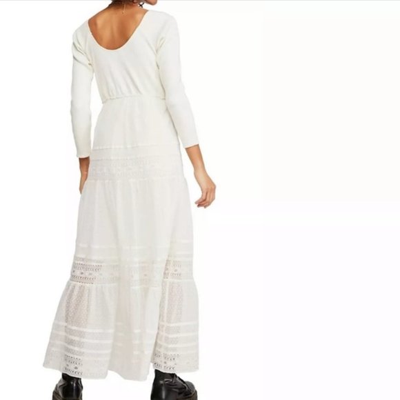 NEW $148 Free People Earth Angel Maxi Dress Ivory - Picture 7 of 13